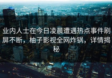 业内人士在今日凌晨遭遇热点事件刷屏不断，柚子影视全网炸锅，详情揭秘