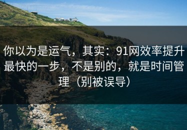 你以为是运气，其实：91网效率提升最快的一步，不是别的，就是时间管理（别被误导）