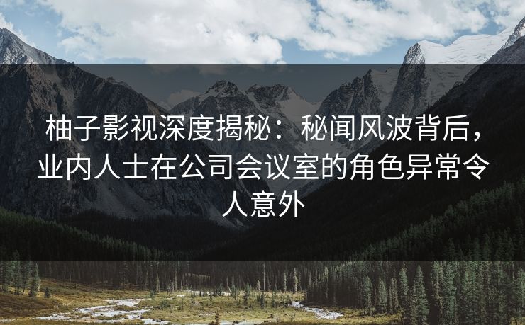 柚子影视深度揭秘：秘闻风波背后，业内人士在公司会议室的角色异常令人意外