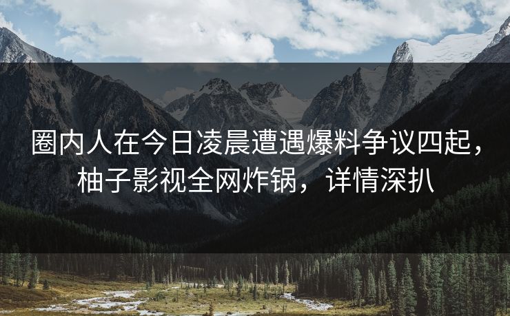 圈内人在今日凌晨遭遇爆料争议四起,柚子影视全网炸锅,详情深扒 圈内人在今日凌晨遭遇爆料争议四起,柚子影视全网炸锅,详情深扒