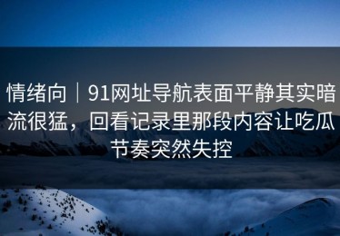情绪向｜91网址导航表面平静其实暗流很猛，回看记录里那段内容让吃瓜节奏突然失控