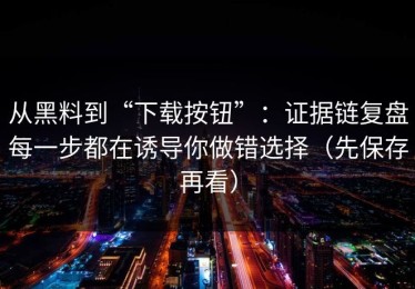 从黑料到“下载按钮”：证据链复盘每一步都在诱导你做错选择（先保存再看）