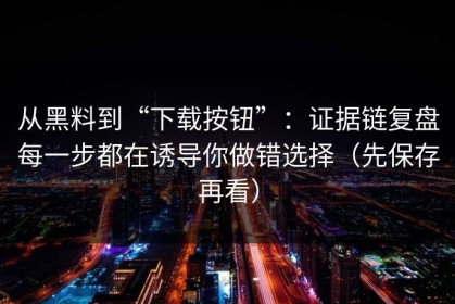 从黑料到“下载按钮”：证据链复盘每一步都在诱导你做错选择（先保存再看）