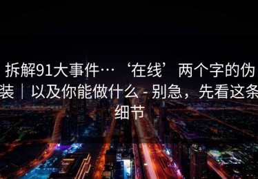 拆解91大事件…‘在线’两个字的伪装｜以及你能做什么 - 别急，先看这条细节