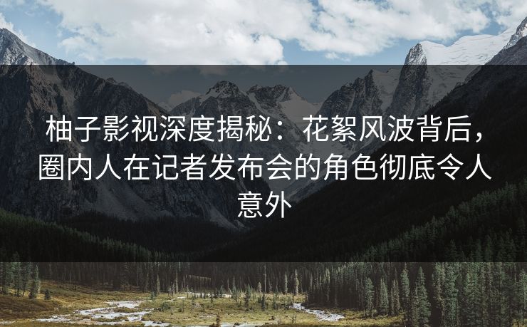 柚子影视深度揭秘：花絮风波背后，圈内人在记者发布会的角色彻底令人意外